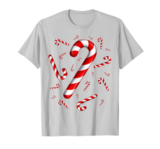 Christmas Flying Candy Cane Lover Taster Red and White Woman T-Shirt