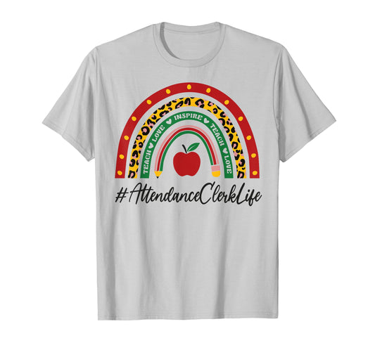 Attendance Clerk Rainbow Appreciation Day Back To School T-Shirt