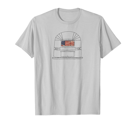 Retro 60s Airstream USA Patriotic Flag Wanderlust T-Shirt