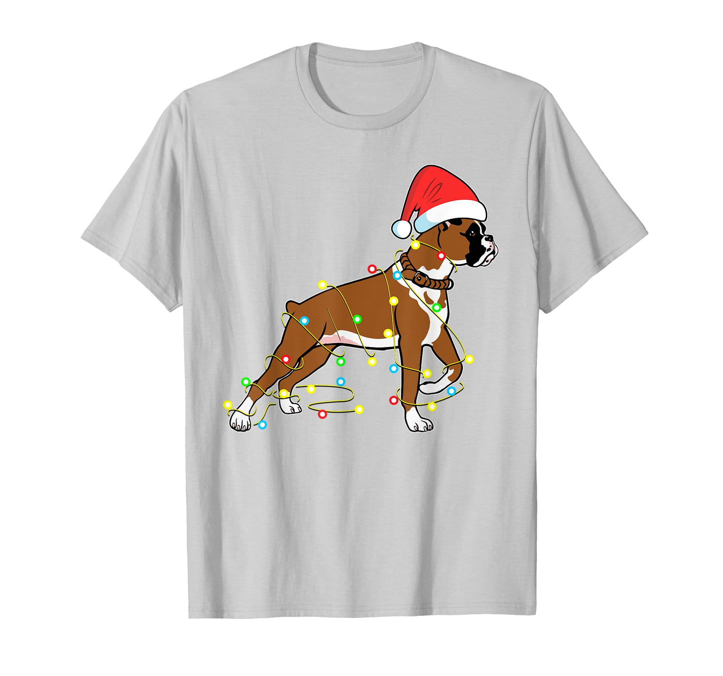Christmas Lights Boxer Dog Lover Funny Gift T-Shirt for Men Women Kids