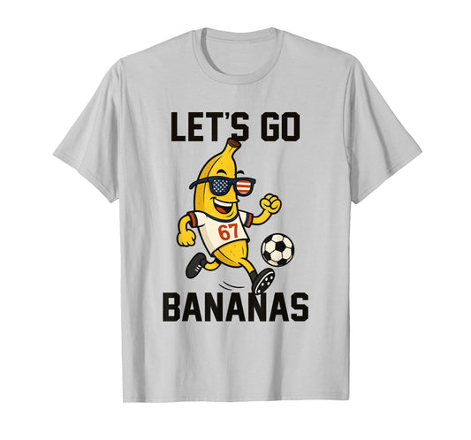 Banana Number 67 Soccer Player Kicking Ball USA Flag Glasses T-Shirt