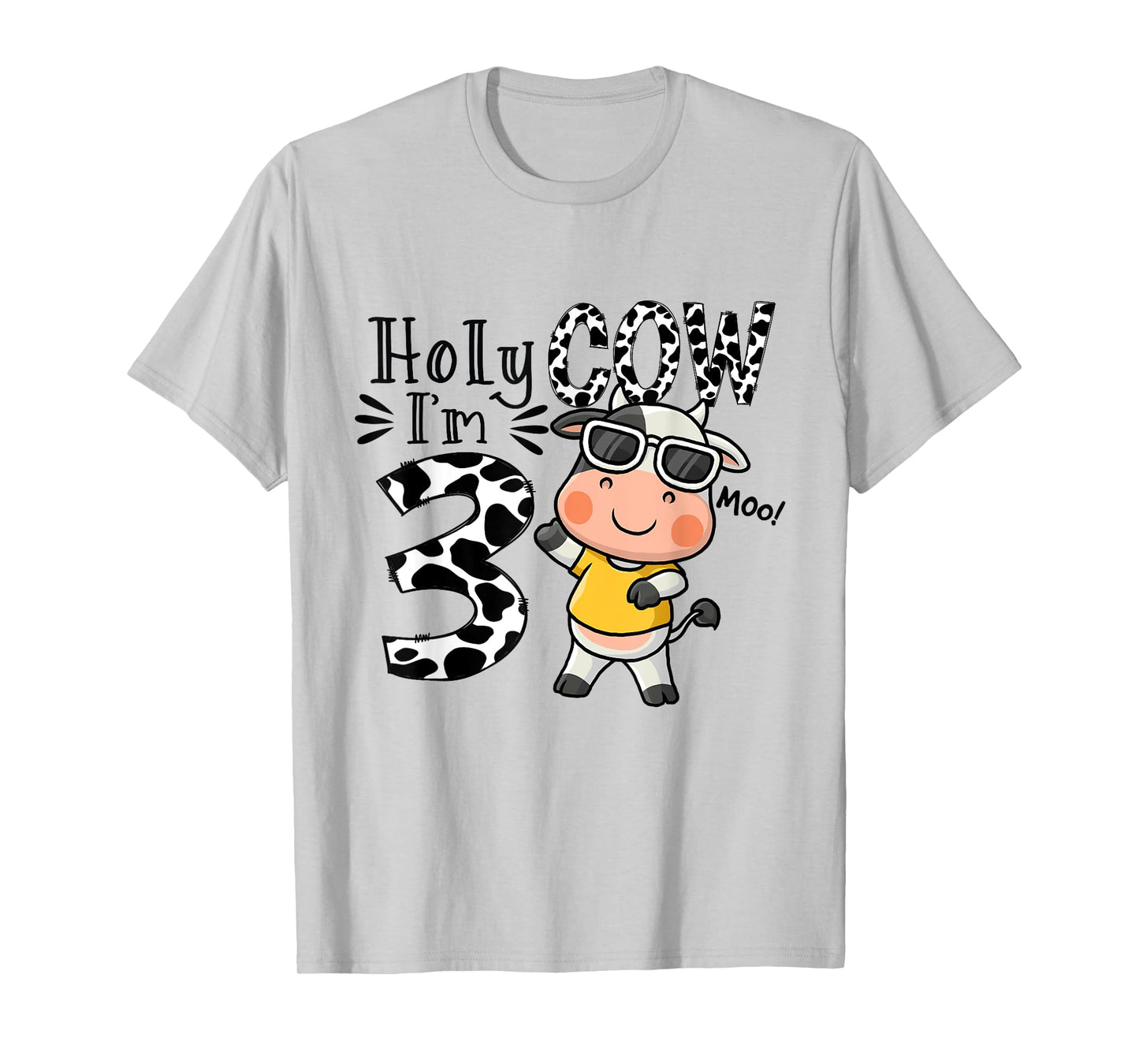Cute Holy Cow I'm 3 Birthday Boy 3rd Cow Farm Animals Bday T-Shirt