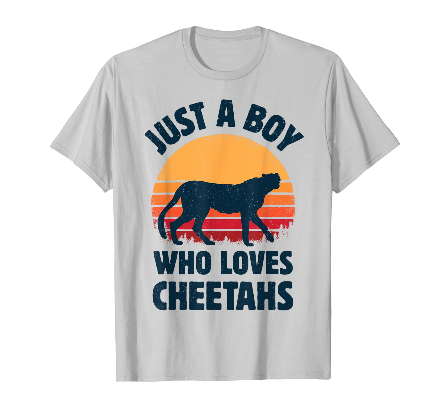 Cheetah Just A Boy Who Loves Cheetahs Retro Vintage Sunset T-Shirt