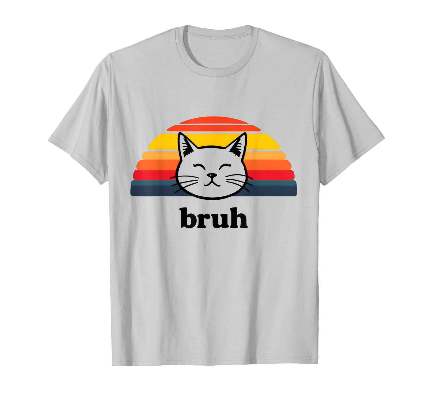 Funny Meme saying Bruh with Cat Greetings Teens Boys Men T-Shirt