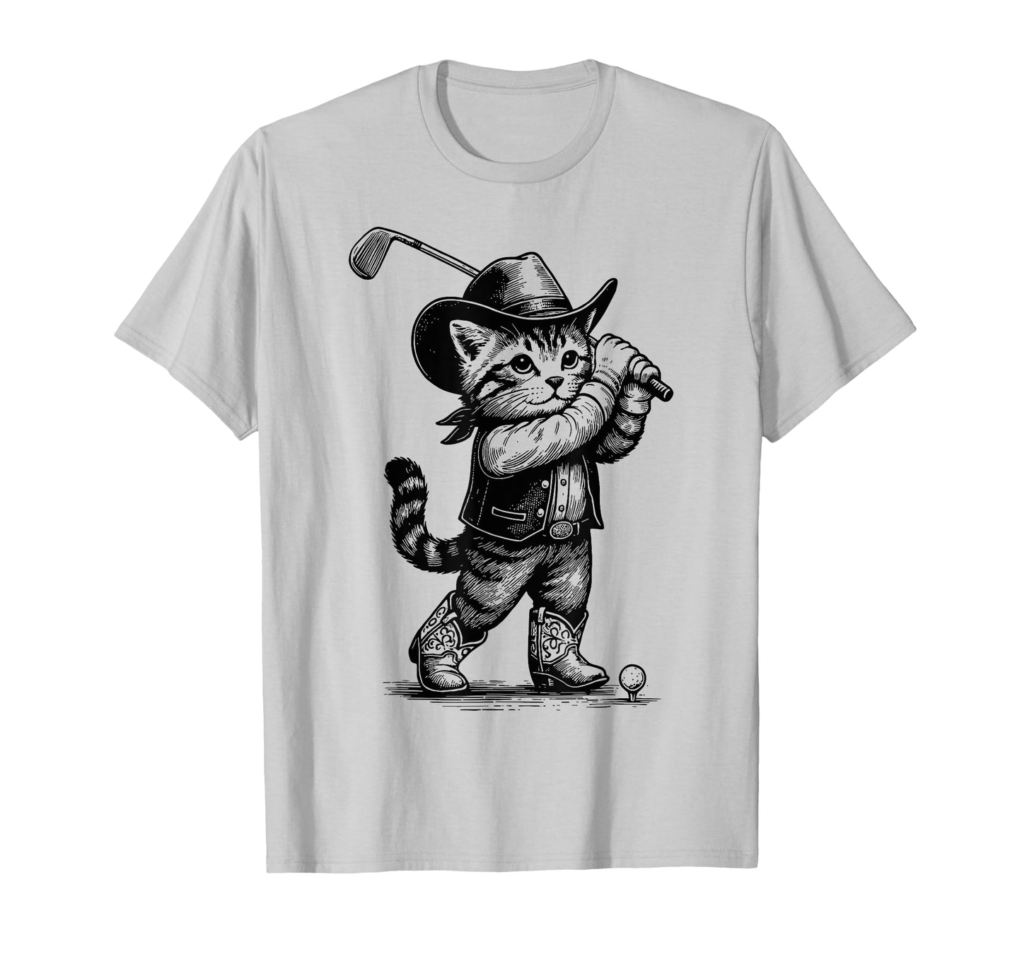 Vintage Cowboy Golf Cat Retro Animal Lover Sport Tee Style T-Shirt