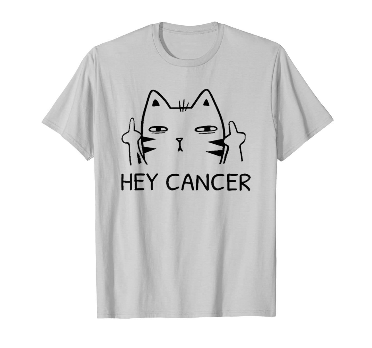 Hey Cancer F Funny Cat Middle Finger T-Shirt