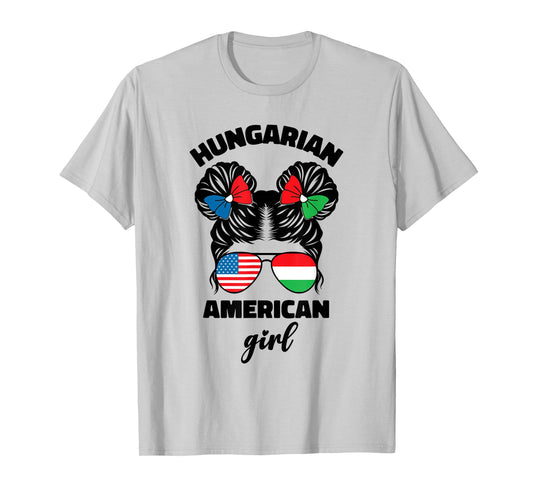 Half Hungarian And American Hungary Flag Magyar Kids Girl T-Shirt