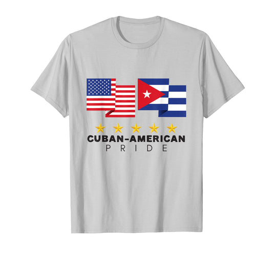 Cuban American Pride Patriotic T-Shirt - USA & Cuban Flags T-Shirt
