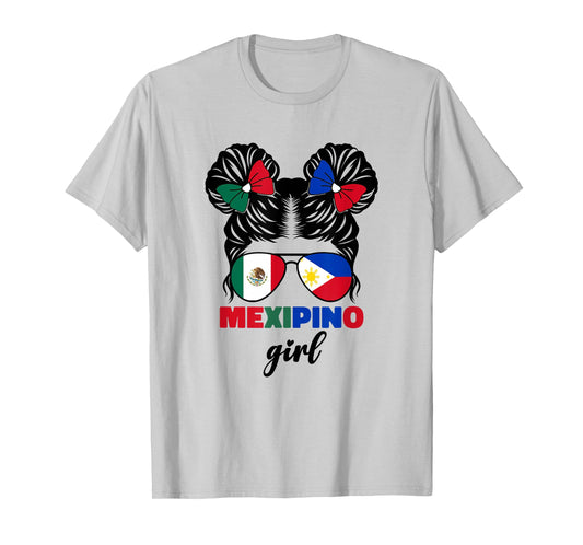Half Mexican and Filipino Mexico Flag Mexipino Girl Kids Pun T-Shirt