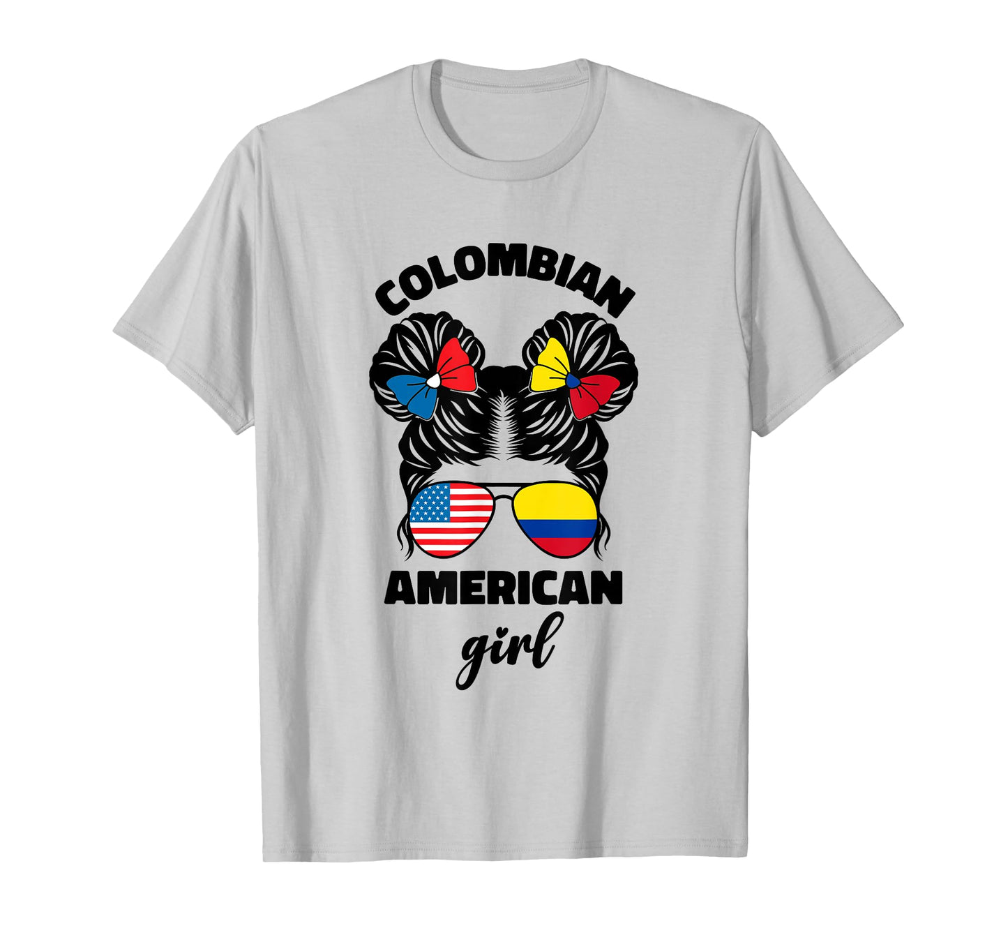 Half American and Colombian USA Colombia Flag Kids Girls T-Shirt