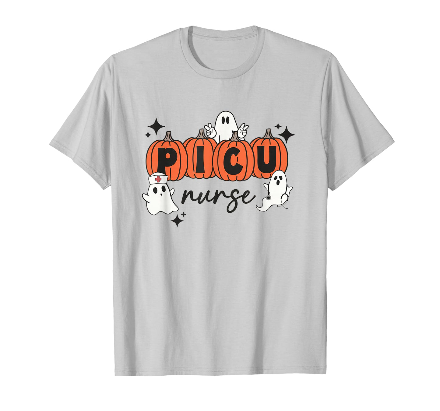Cute Ghosts PICU Nurse Halloween Pumpkins Pediatric ICU T-Shirt