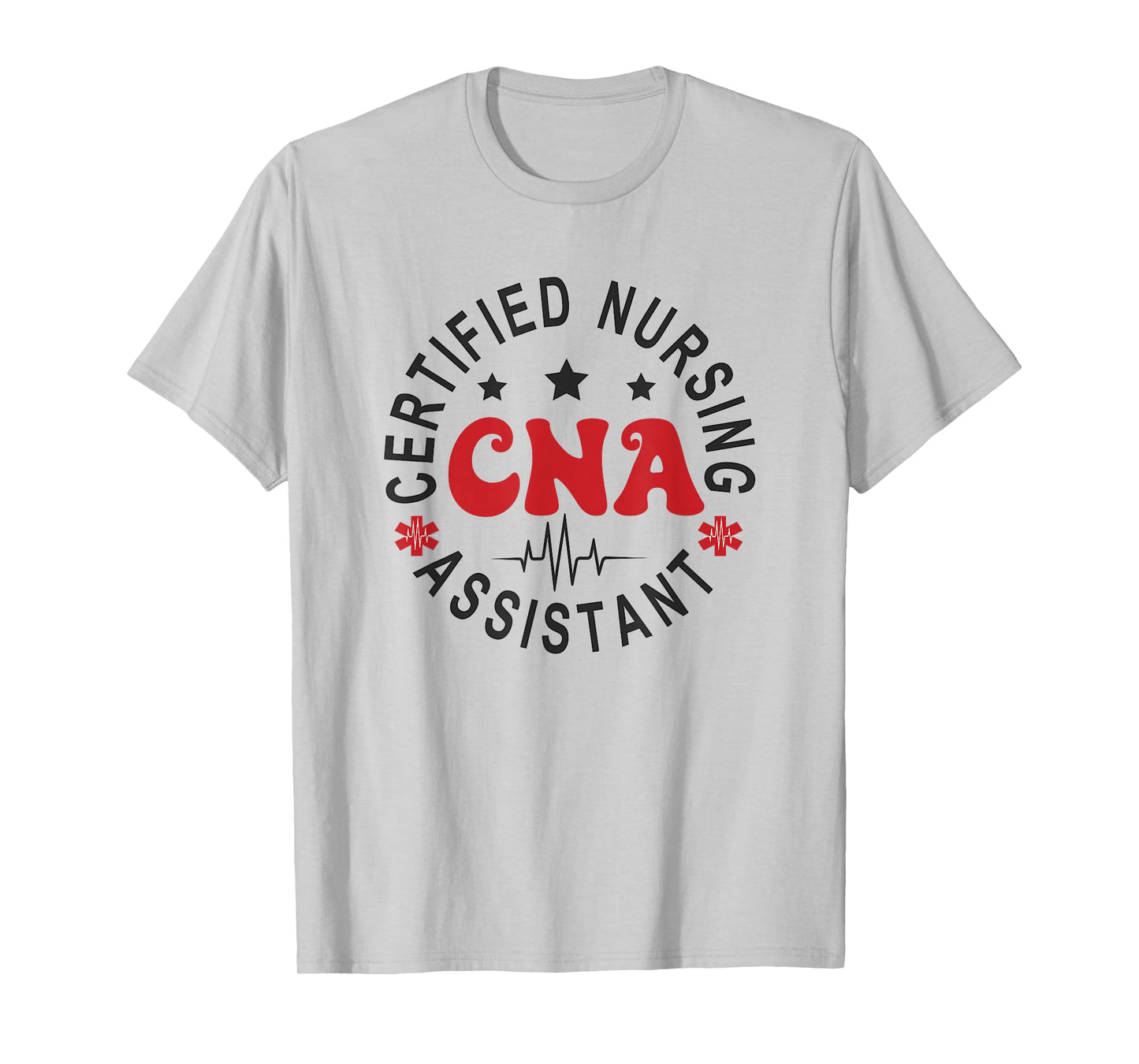 Certified Nurse Assistant Apparel CNA T-Shirt, Unisex-Adults, Short Sleeve, Nursing T-Shirts, Grey, Small