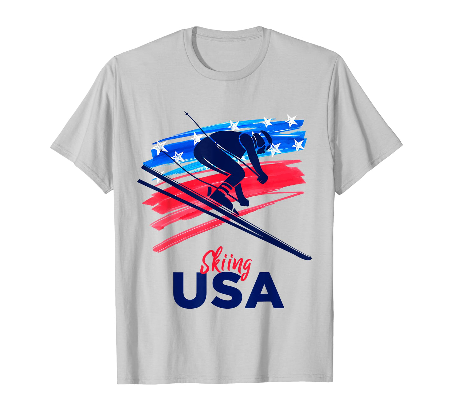Skiing USA Support the Team Shirt USA Flag Skiing Lover T-Shirt for Women Kids Men