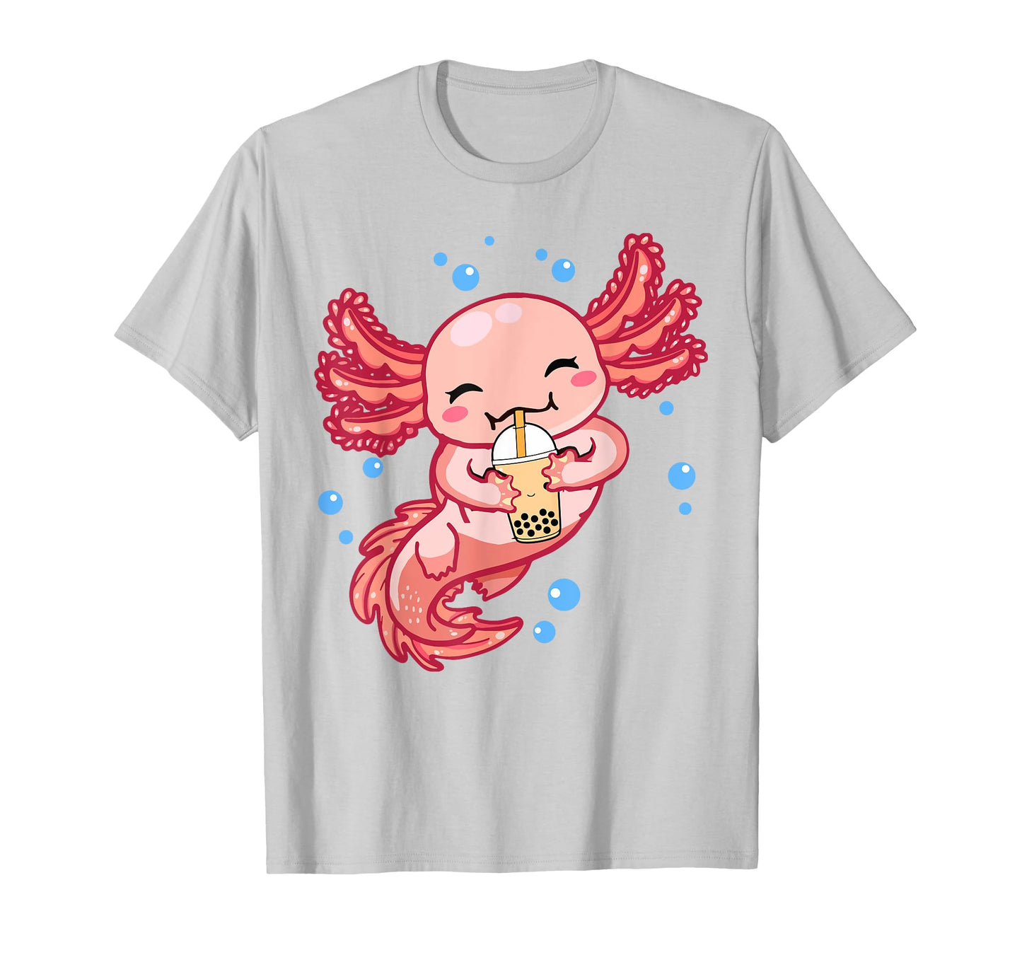 Cute Anime Axolotl Boba Bubble Tea Kids Girls Women Kawaii T-Shirt