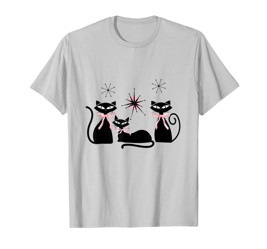 Atomic Cats Pink Bows Black Kitties MCM Girl T-Shirt