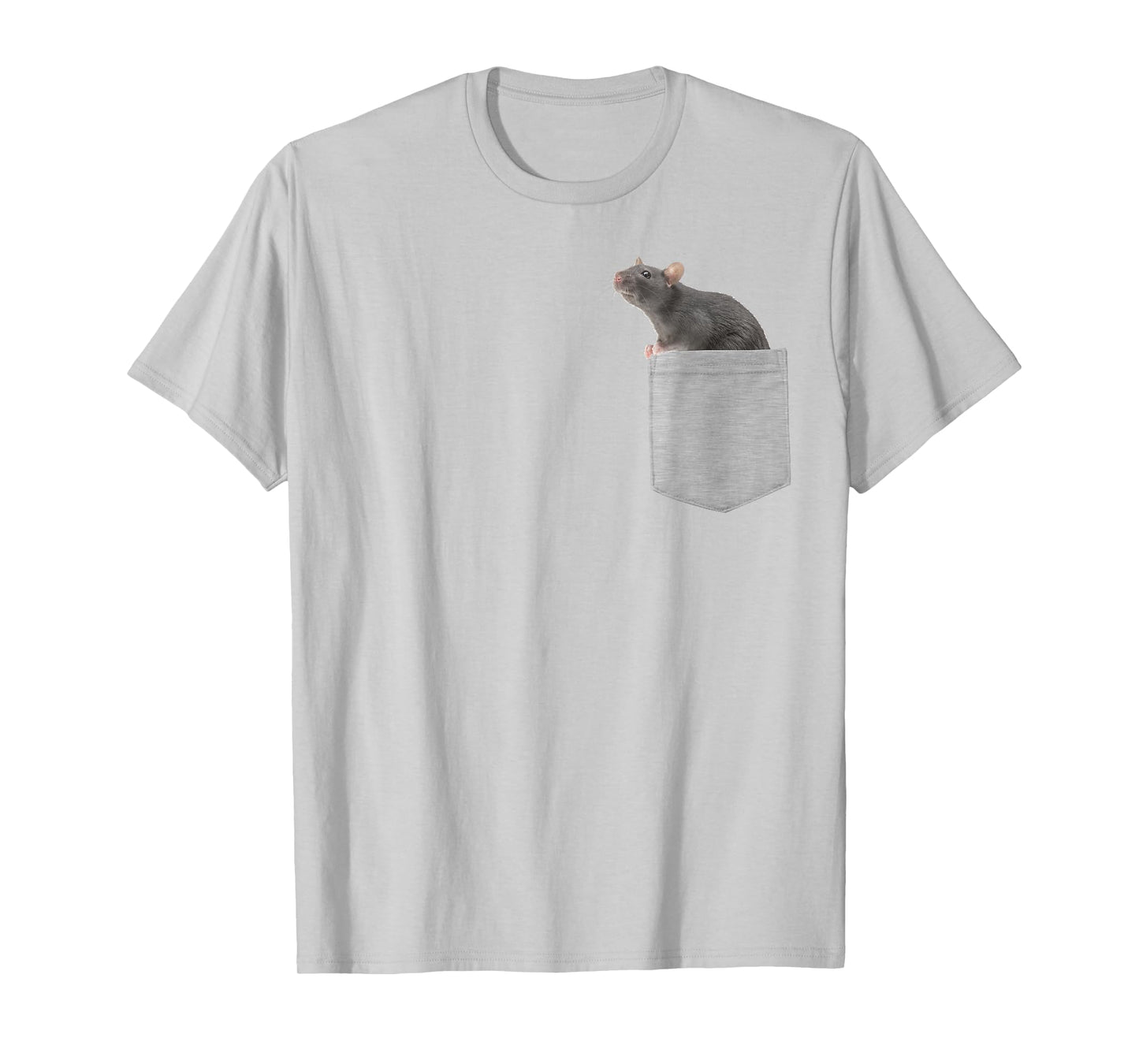 Animal in Your Pocket Rat T-Shirt - Grey - Small - Boys - Unisex - Short Sleeve - Cotton & Polyester Blend - Classic Fit - Cartoon Rat Design - All Occasions - Adult Size