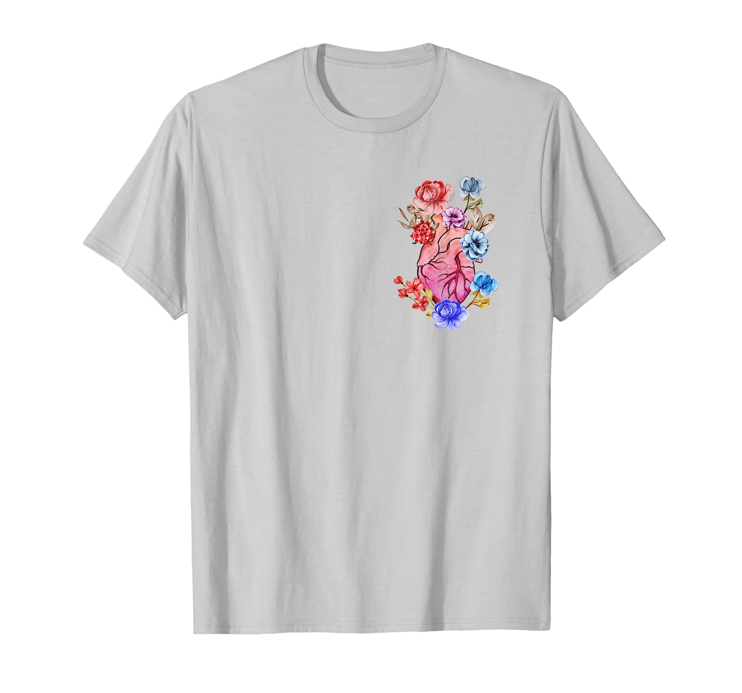 Anatomical Heart Human Heart Anatomy Flowers Floral T-Shirt