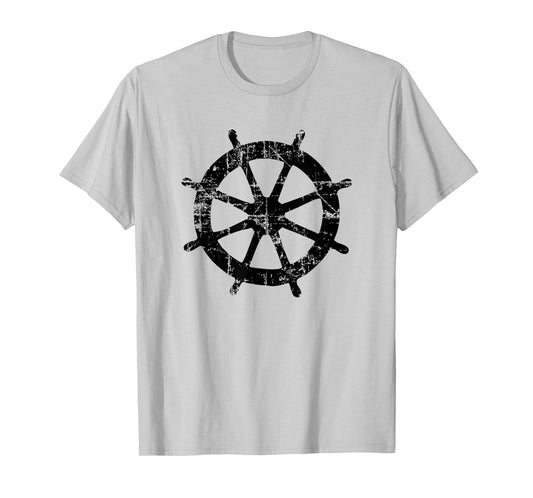 Steering Wheel (Vintage Black) Boating & Sailing T-Shirt