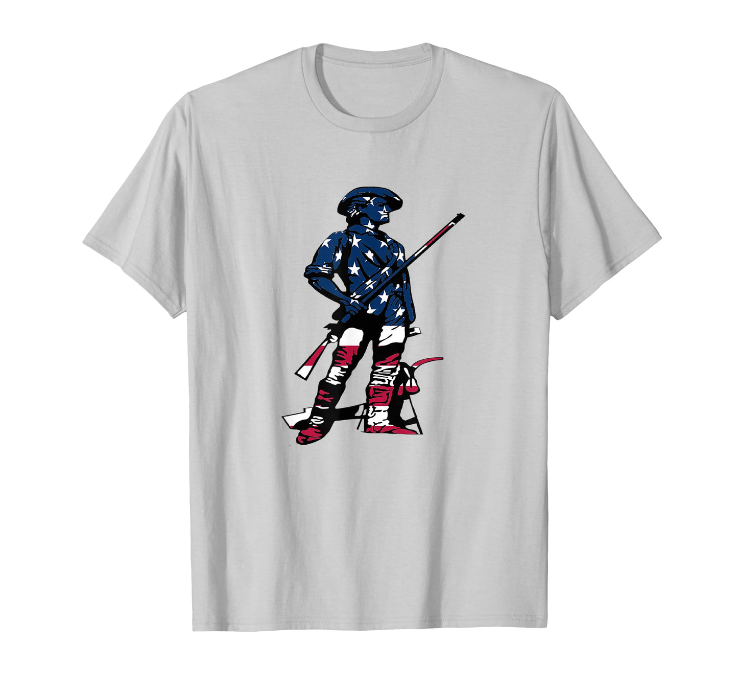 Minute Man Statue - American Flag Silhouette T-Shirt