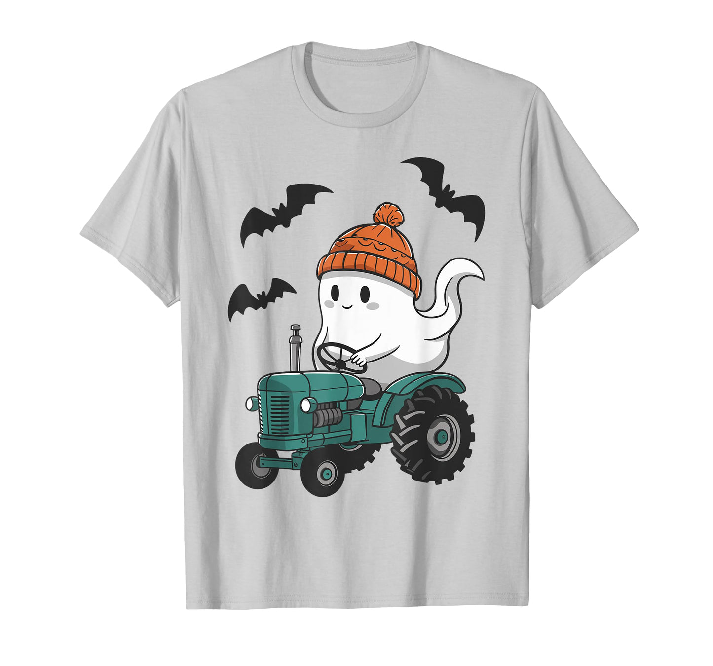 Cute Ghost Riding Tractor Lovers Spooky Halloween Farmer T-Shirt