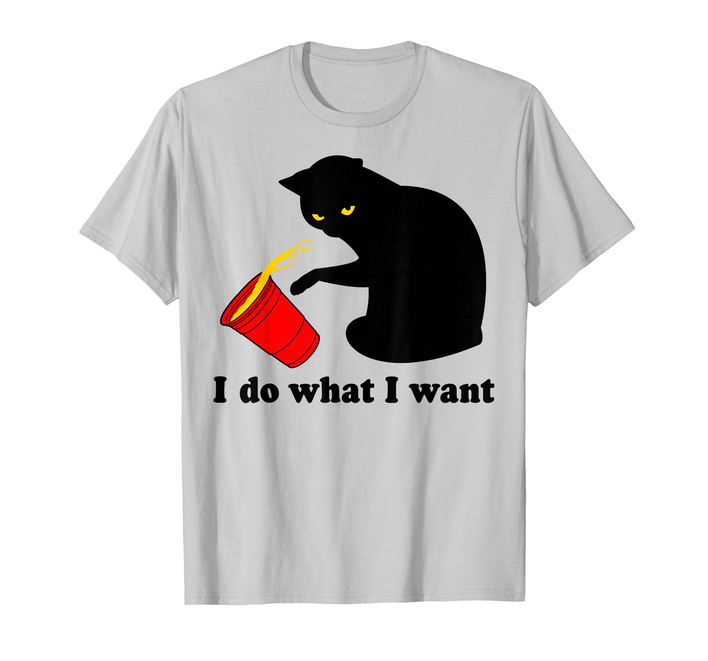 Mens Do What I Want Black Cat Red Cup Funny Graphic T-Shirt XL Dark Heather