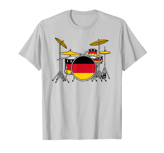 Drum Kit German Flag, Drummer Germany Music Teacher Musician T-Shirt