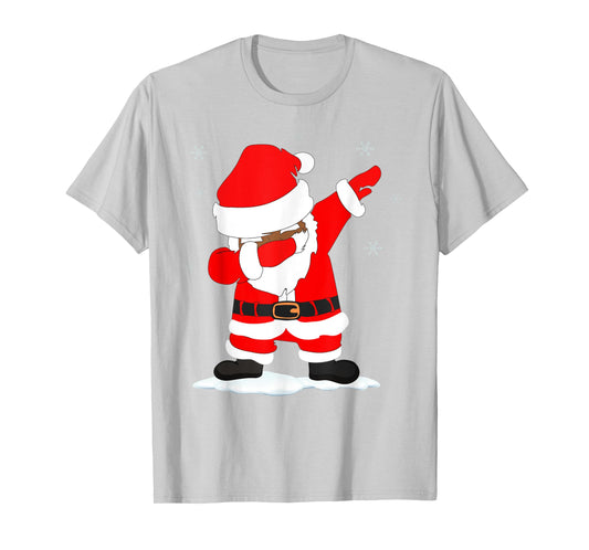 Funny Christmas Black Brown DABBING SANTA T-Shirt