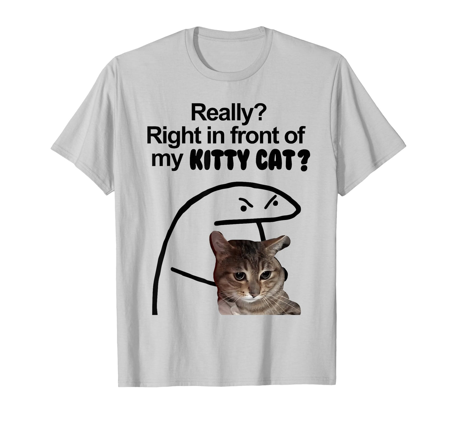 Really? Right in front of my KITTY CAT meme T-Shirt