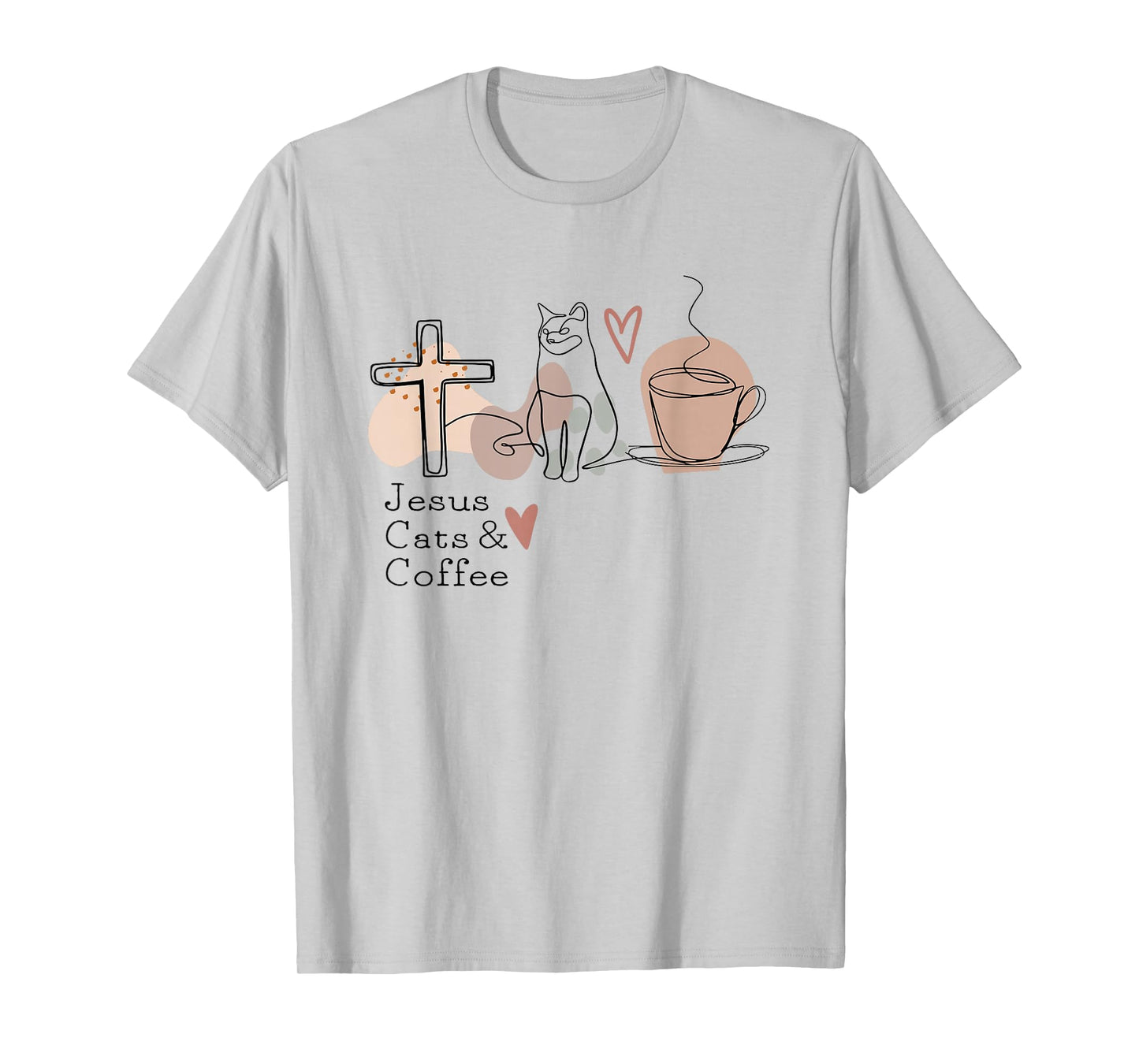 Jesus Cats and Coffee Minimalist Graphic Design T-Shirt