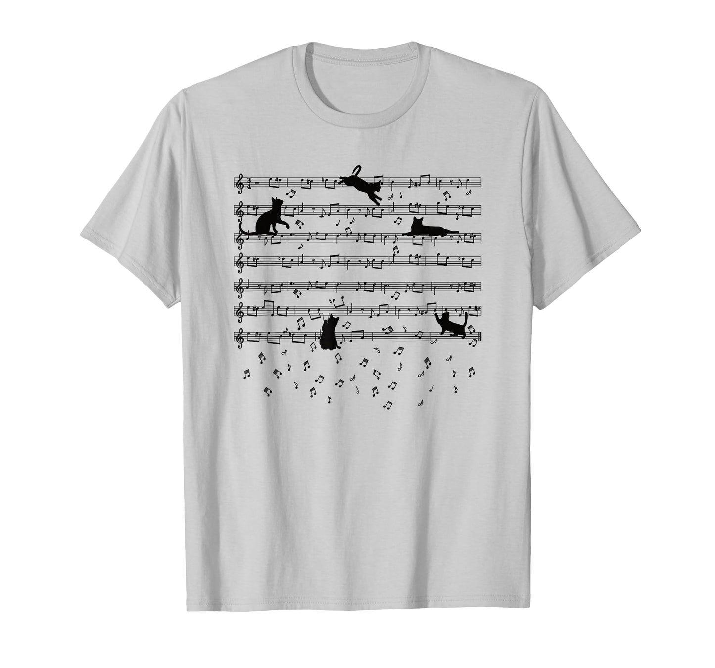 Cute Kitty Playing Music Note Clef Musician Music Cat Lover T-Shirt Small
