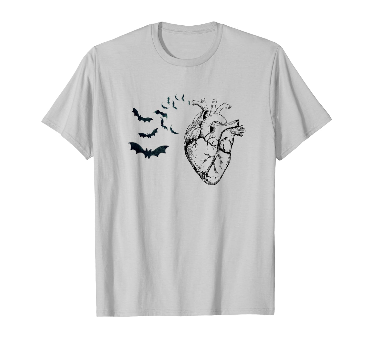 Cool Anatomical Heart With Bats Halloween Cardiac Anatomy T-Shirt