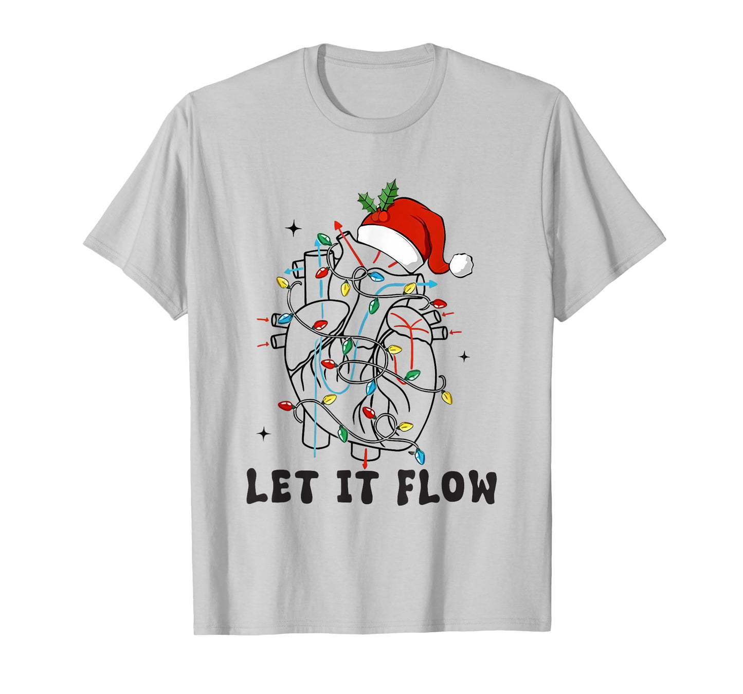 Christmas Cardiac Nurse Heart Anatomy Cath Lab CVICU Cv Icu T-Shirt