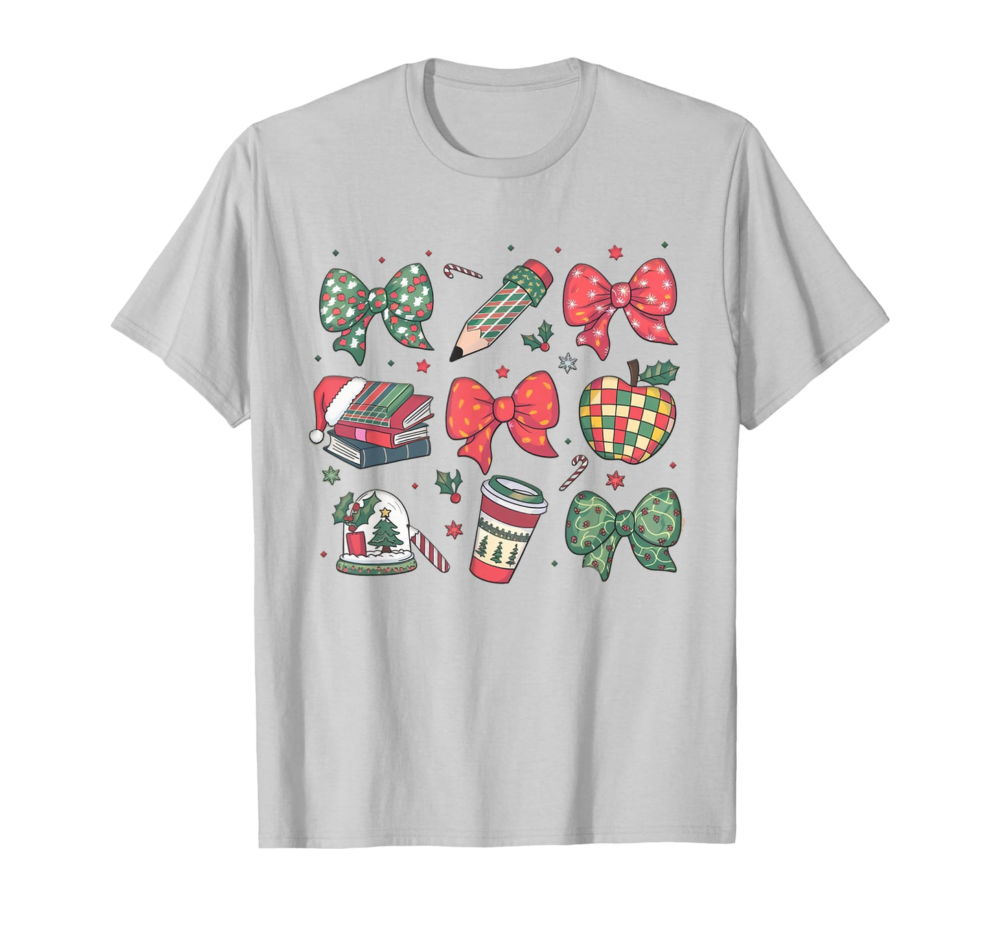 Coquette Bow Teacher Christmas Elementary School Xmas Winter T-Shirt