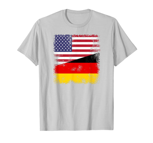Half German Flag T-Shirt | Vintage Germany USA Gift T-Shirt
