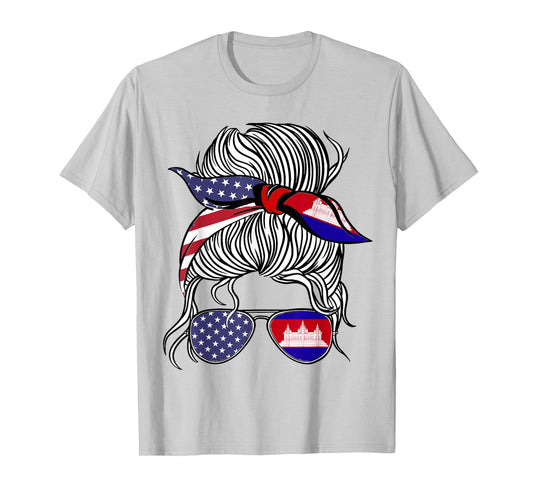 American Cambodian Patriot Flag Women Girl Cambodia Grown T-Shirt