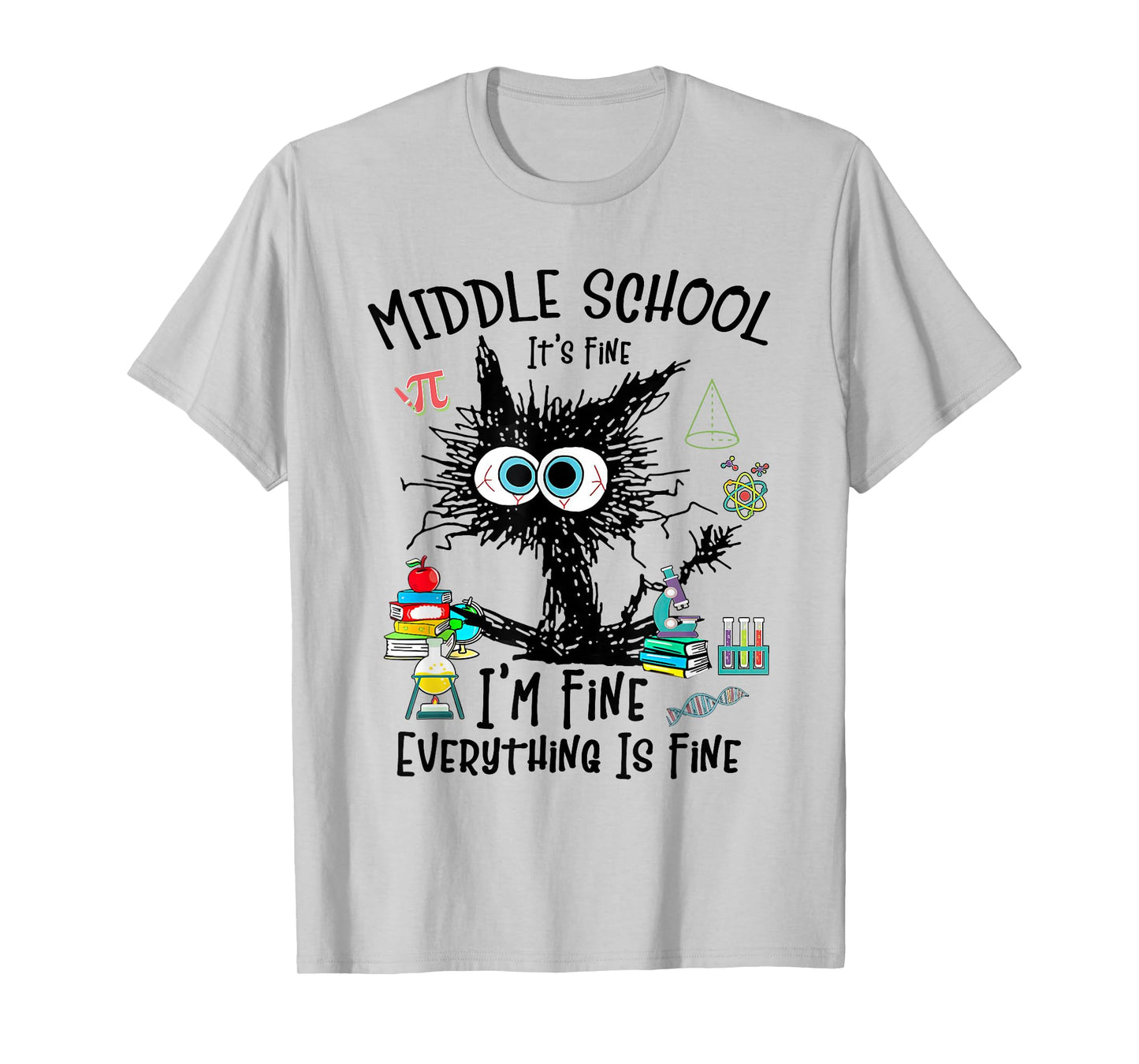 Middle School Teacher Student Back To School Funny Cat Lover T-Shirt