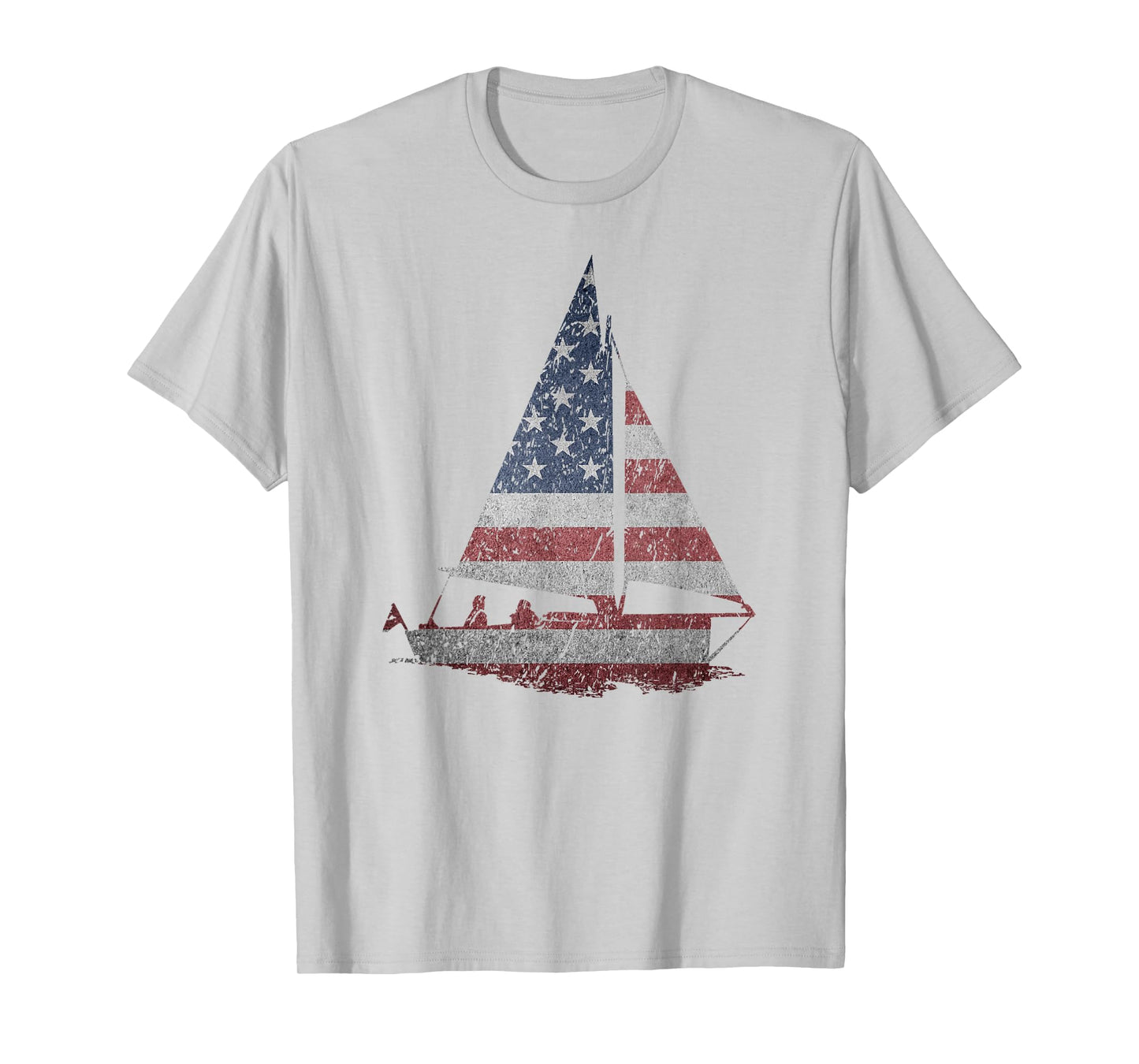 Distressed Stars & Stripes Sailboat Sailing Adventure Tshirt T-Shirt
