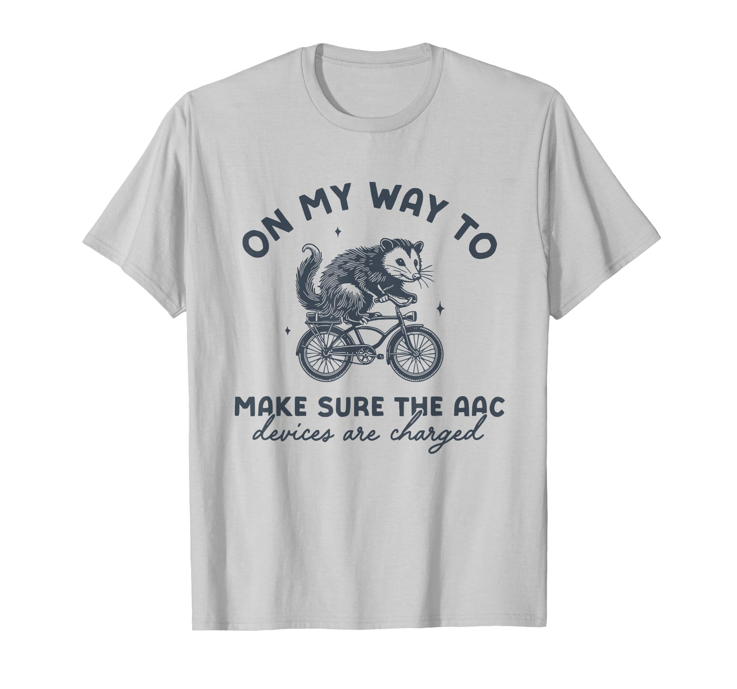 Retro AAC Speech Therapists Funny SLP Opossum on Bike T-Shirt
