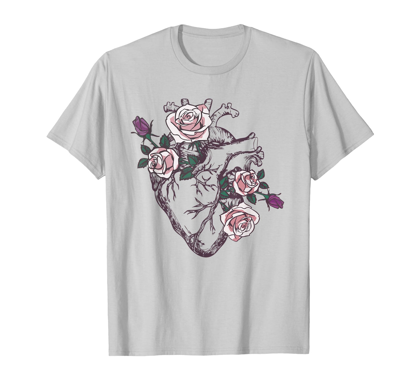 Anatomical Heart Floral Cute Roses Human Anatomy Love Nurse T-Shirt