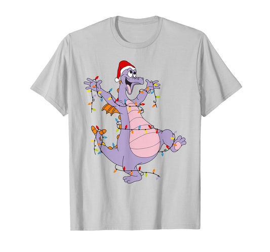 Cute Dragon Christmas Lights Santa Hat Animal Men Women Kids T-Shirt