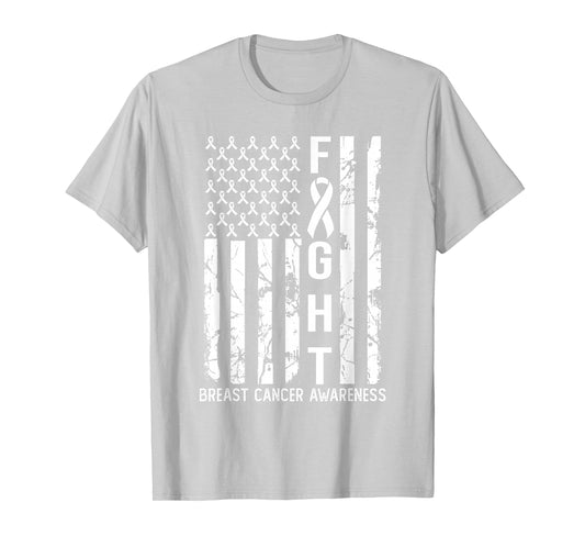 Breast Cancer Awareness USA Flag T-Shirt