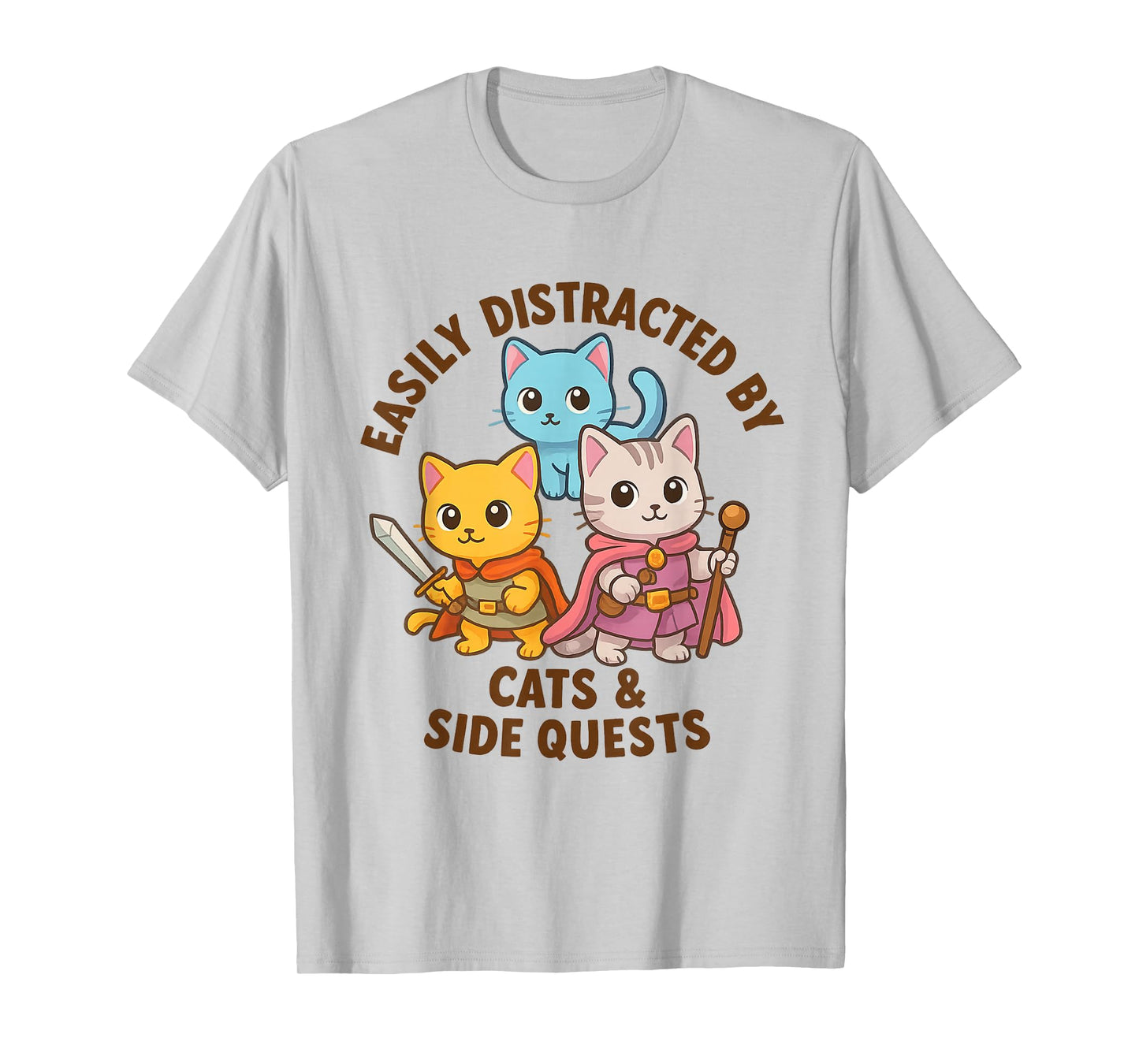 Funny Roleplay Gaming Distracted by Cats and Sidequests RBG T-Shirt
