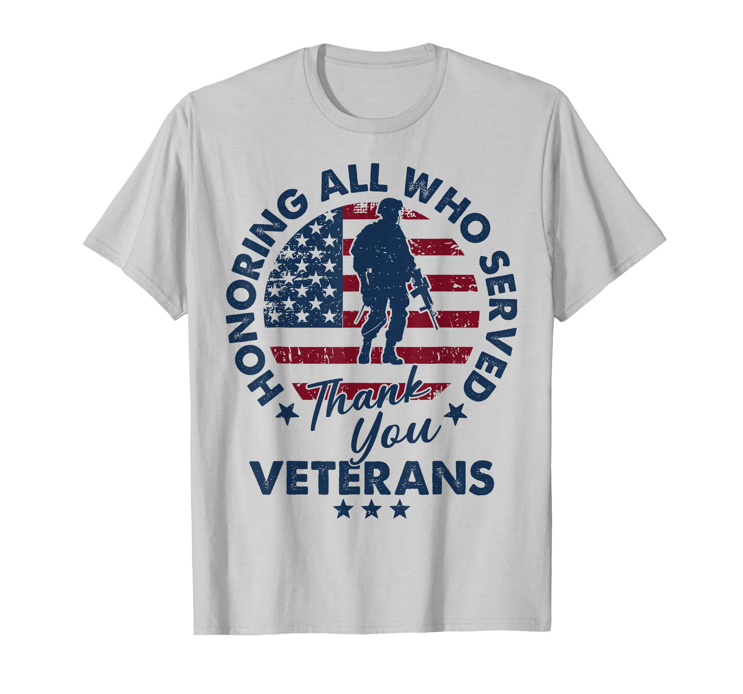 Honoring All Who Served Thank You Veterans Day American Flag T-Shirt