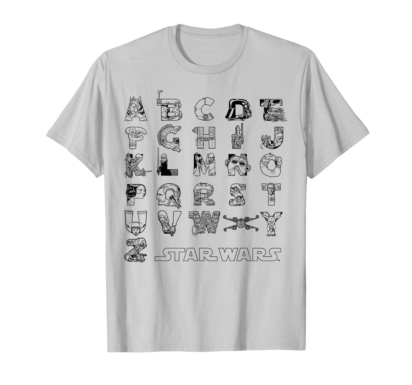 Star Wars In An Alphabet Far, Far Away Characters T-Shirt T-Shirt
