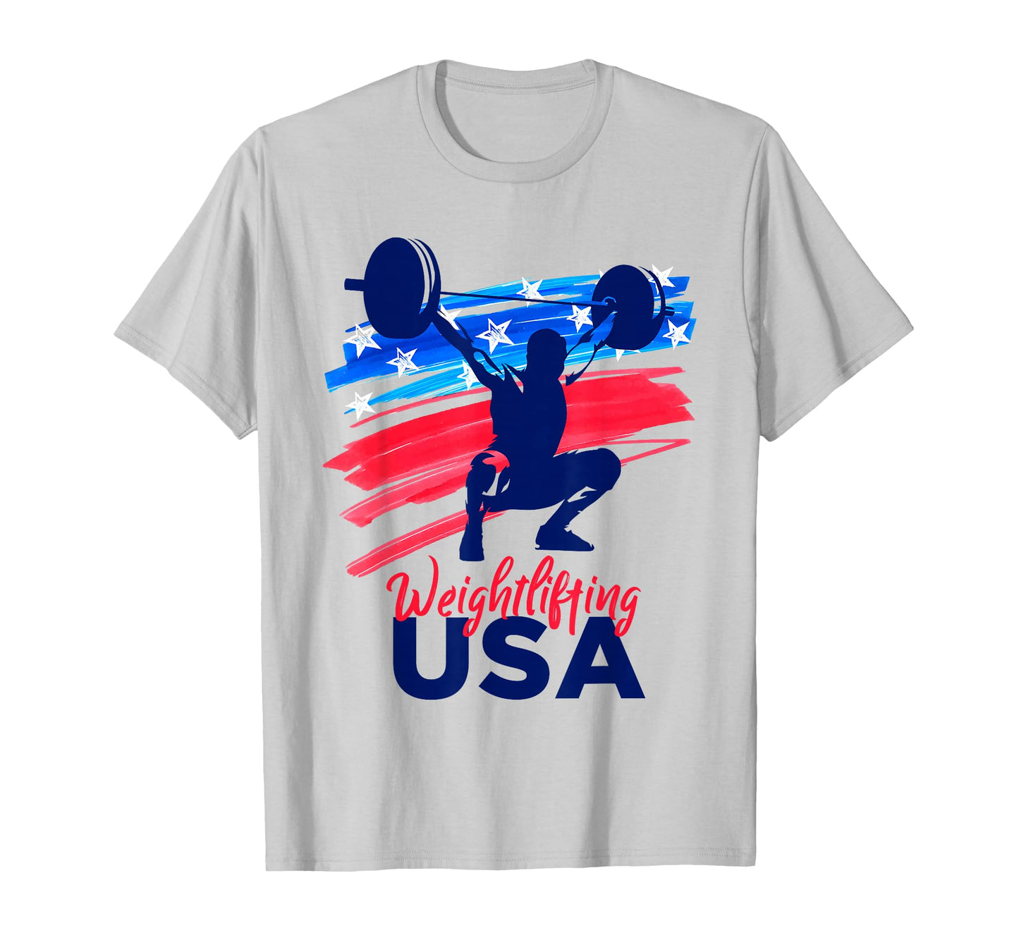 Weightlifting Support Team Flag USA Weights American T-Shirt