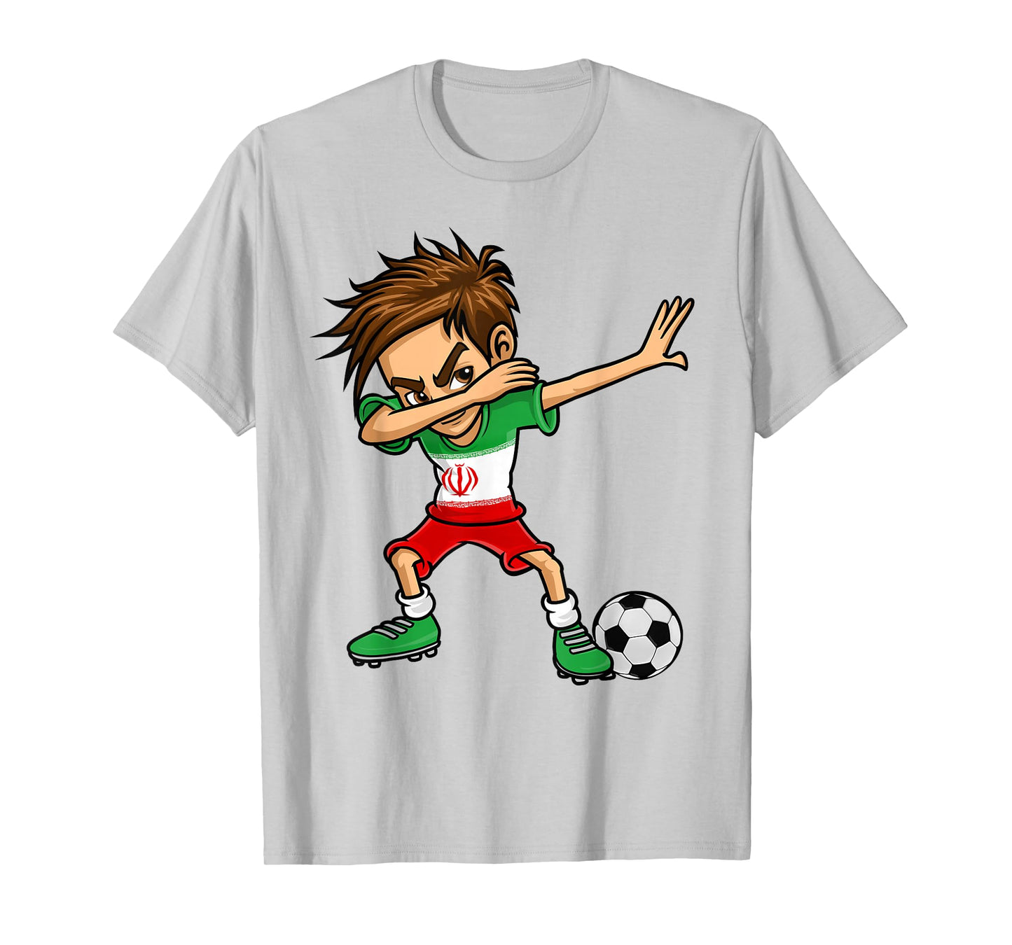 Dabbing Boy Iran Soccer Jersey Iranian Flag T-Shirt