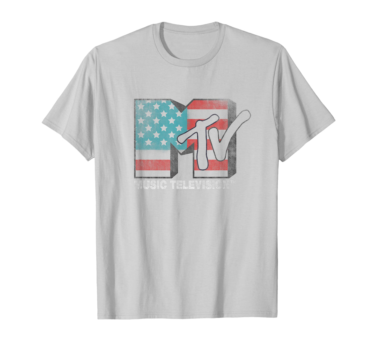 MTV Distressed Vintage 4th of July American Flag Vibes Logo T-Shirt