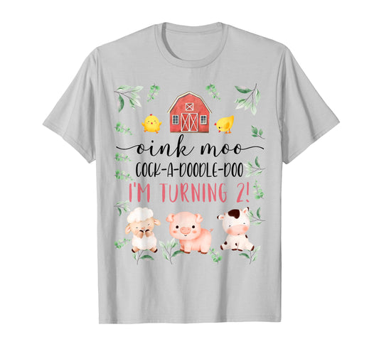 2nd Birthday Oink Moo Cockadoodle Doo Second Bday Party T-Shirt