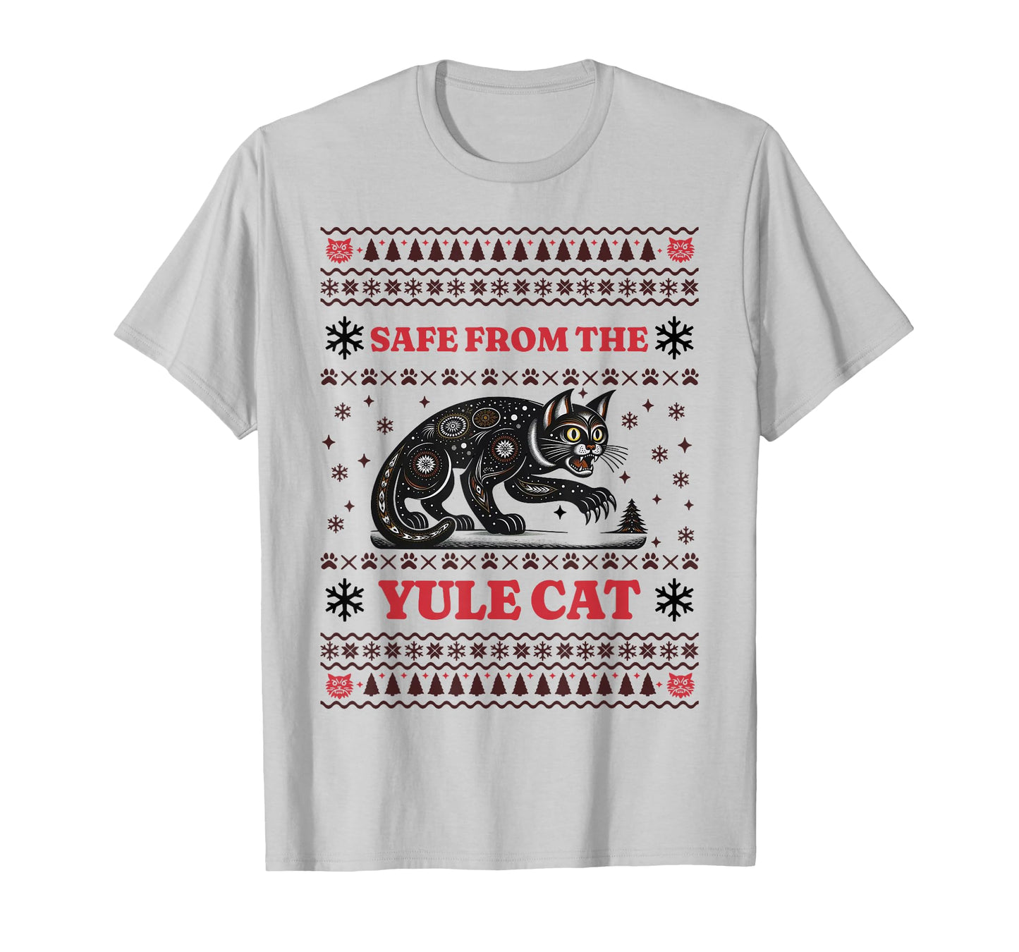 Safe From The Yule Cat Ugly Christmas T-Shirt