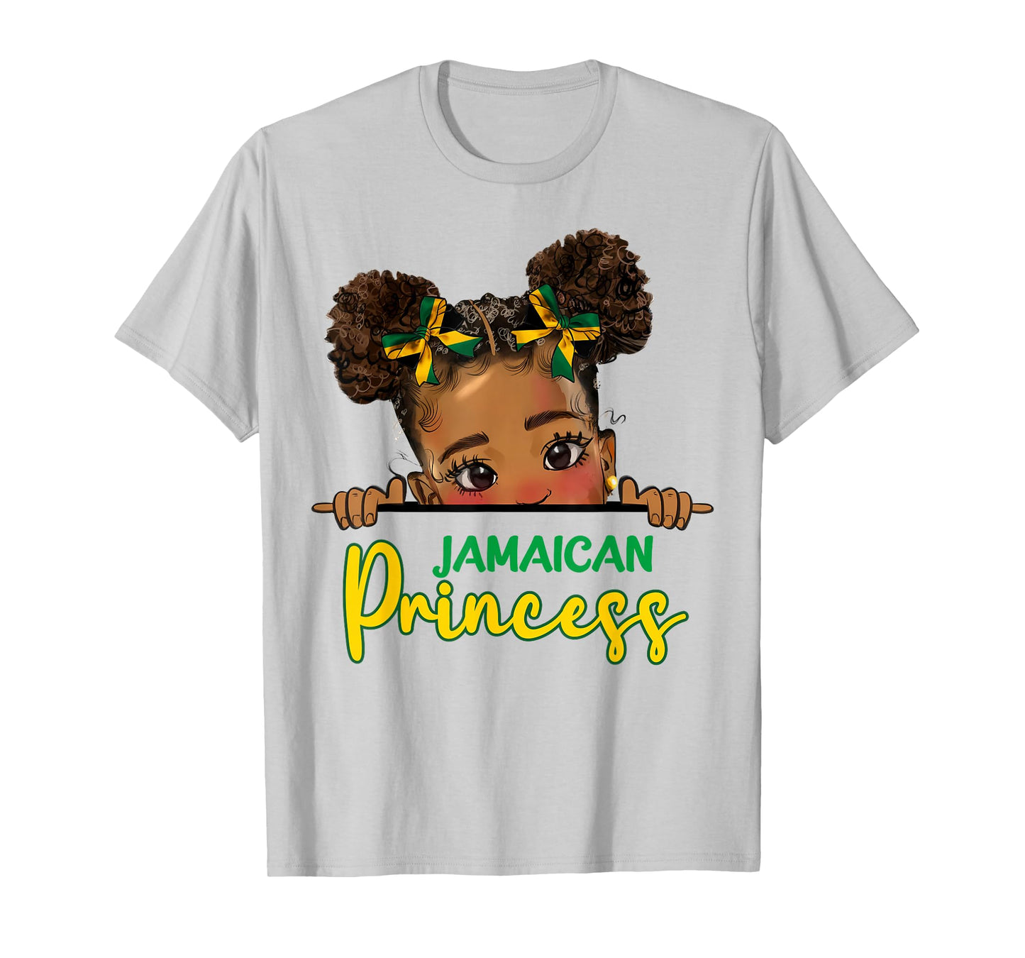 Jamaican Princess Messy Bun Girl Kids Toddlers Jamaica Flag T-Shirt